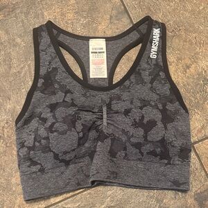 Gymshark Gray and Black camo Sports Bra